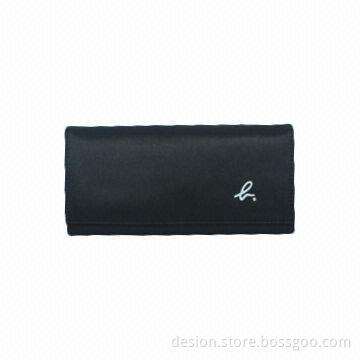 Black Coin Wallet, Made of Satin Material, OEM Orders Welcomed